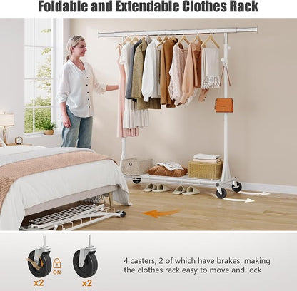 Heavy Duty Clothes Rack, 530 lbs Load Capacity Metal Garment Rack on Wheels - Image 5