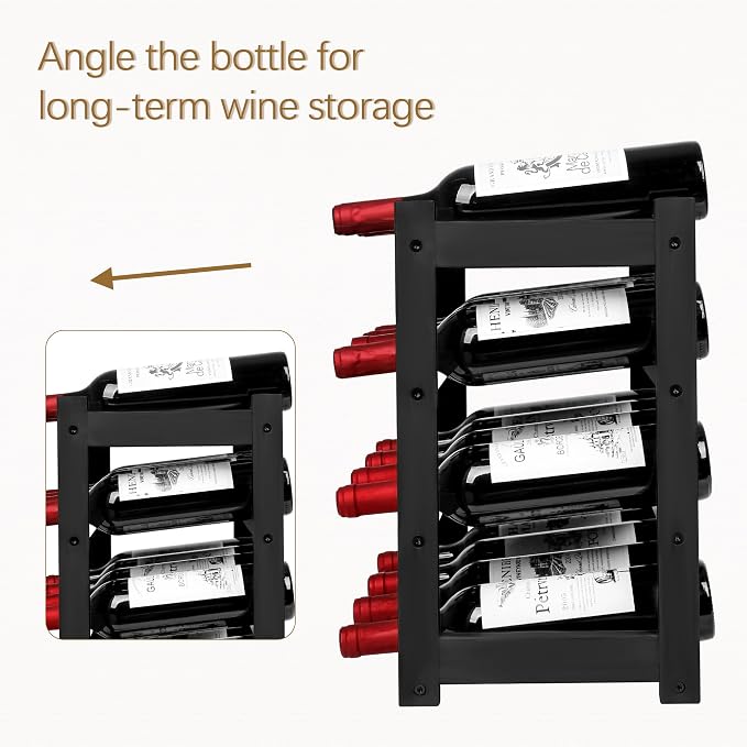 VASMIA Wine Rack, 4-Tier Bamboo Wine Racks Countertop, Sturdy and Durable Wine - Image 7