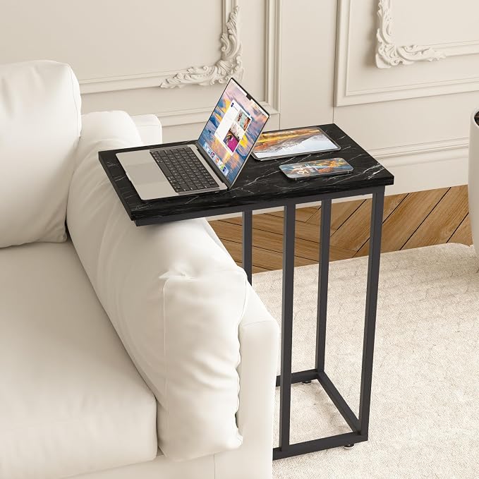 VECELO C Shaped End Side Table for Sofa Couch and Bed Snack TV Tray for Living - Image 6
