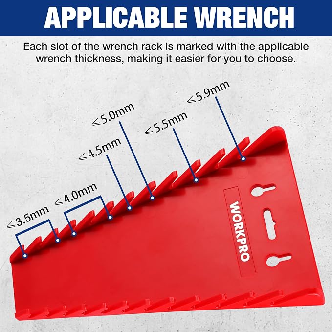 WORKPRO 2-Pack Magnetic Wrench Organizer, 12-Piece Wrench Holder Set - Image 8
