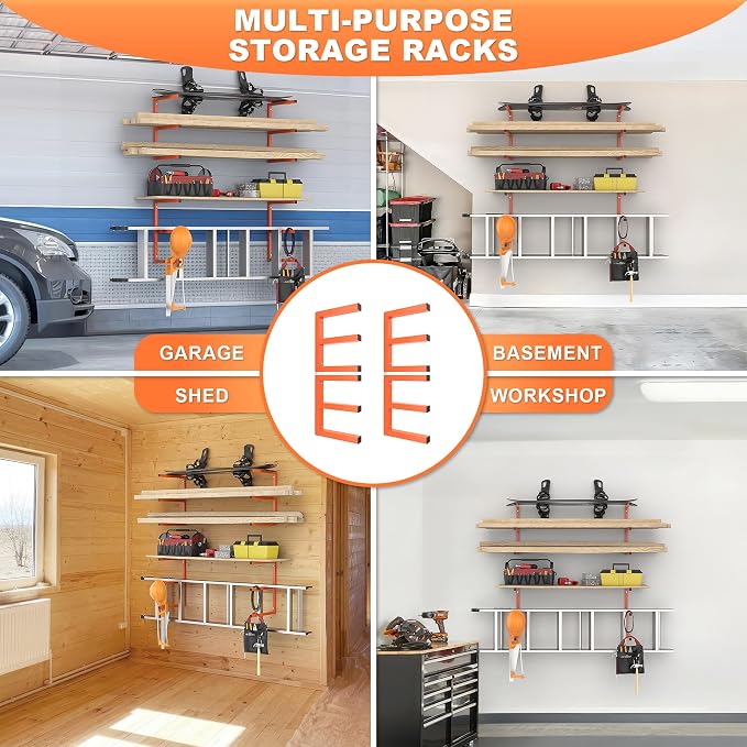 Ultrawall Lumber Storage Rack Wall Mount Wood Storage Racks, Metal Wood - Image 4