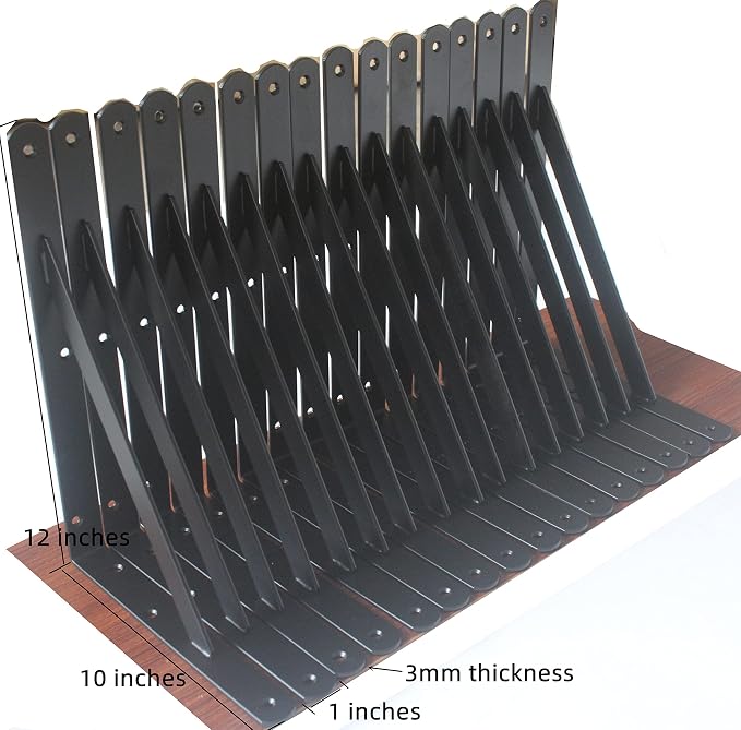 20 Pack L12 x H 8" Black Heavy Duty Shelf Brackets - Image 2