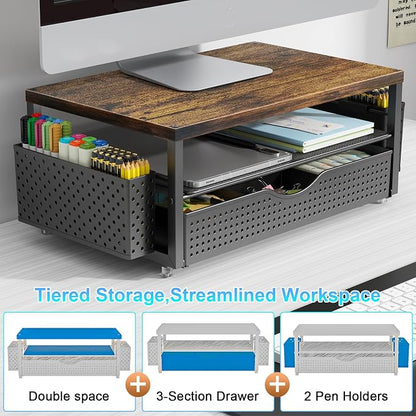 gianotter Wood Monitor Stand Riser, Office Desk Shelf Organizer, Desk Organizer - Image 5