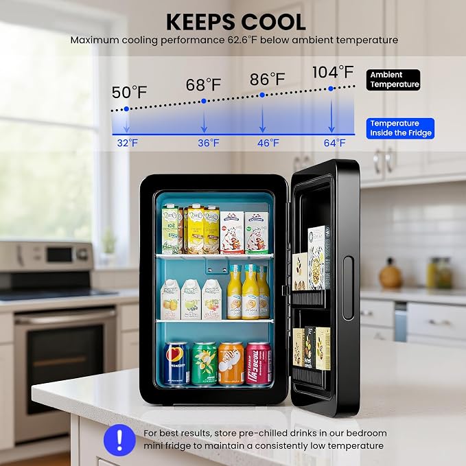 22L/30Cans Mini Fridge for Bedroom, 12v DC Portable Cooler & Warmer, Mini - Image 2