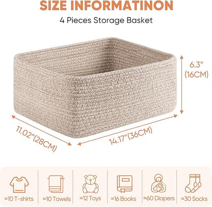 OIAHOMY 4 Pack 14.17*11.02*6.3IN Storage Baskets - Image 2