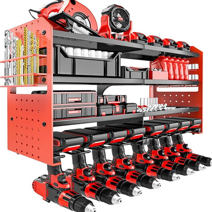 Metal Power Tool Organizer Rack Wall Mount, Garage Tool Drill Storage Shelves by VeyFolzinst