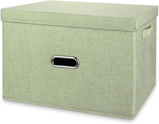 Linen Fabric Collapsible Storage Bins by Unknown