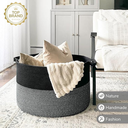 INDRESSME XXXLarge Cotton Rope Basket Woven Baby Laundry Baskets Blanket - Image 7