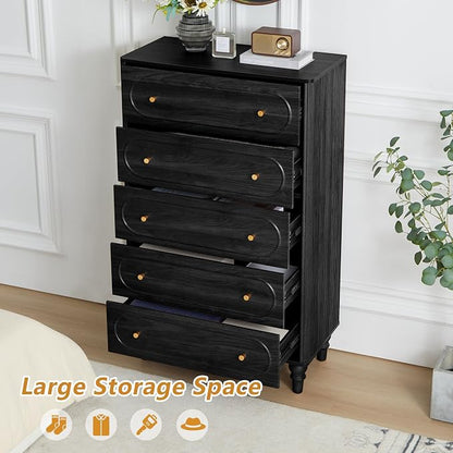 ORRD 5 Drawer Fluted Dresser for Bedroom, Mid Century Modern Chest of Drawers - Image 3