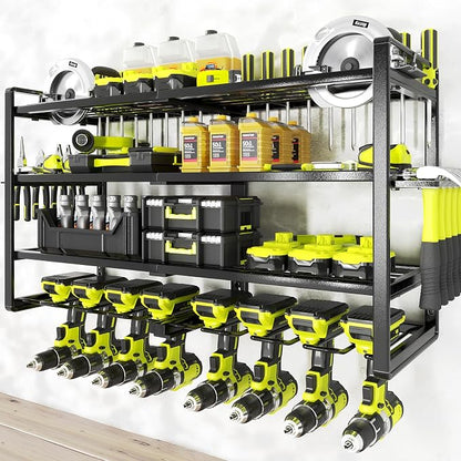 KAFAHOM Power Tool Organizer-8 Drill Holder Wall Mount, 4 Layer Heavy Duty - Image 7