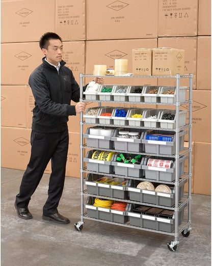 Seville Classics Commercial 7-Tier Platinum/Gray NSF 22-Bin Rack Storage System - Image 2