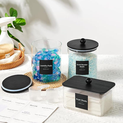 Glass Laundry Pods Container & Acrylic Dryer Sheet Holder - Image 2