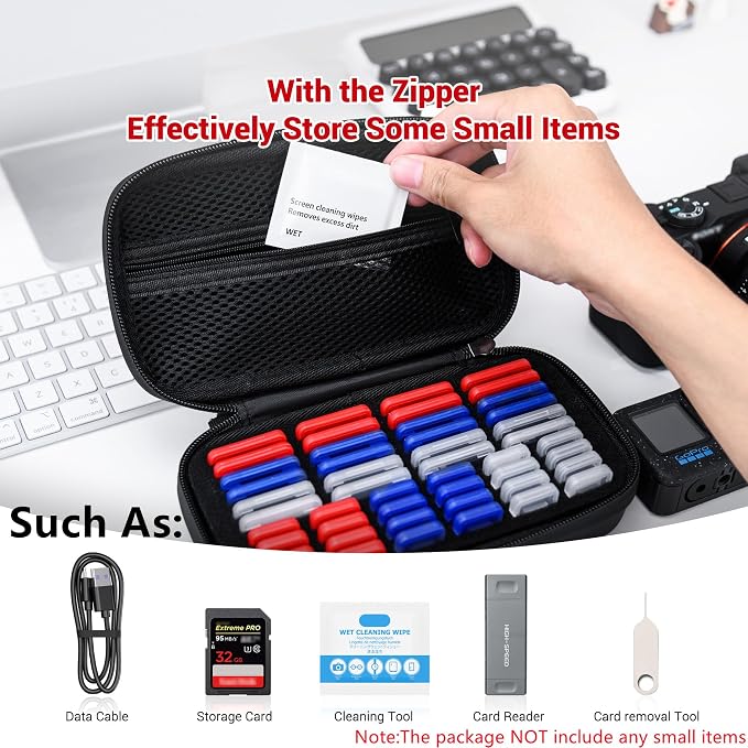 EVA PU Memory Card Case with 48PCS Clear Plastic Memory Card Holder - Image 4