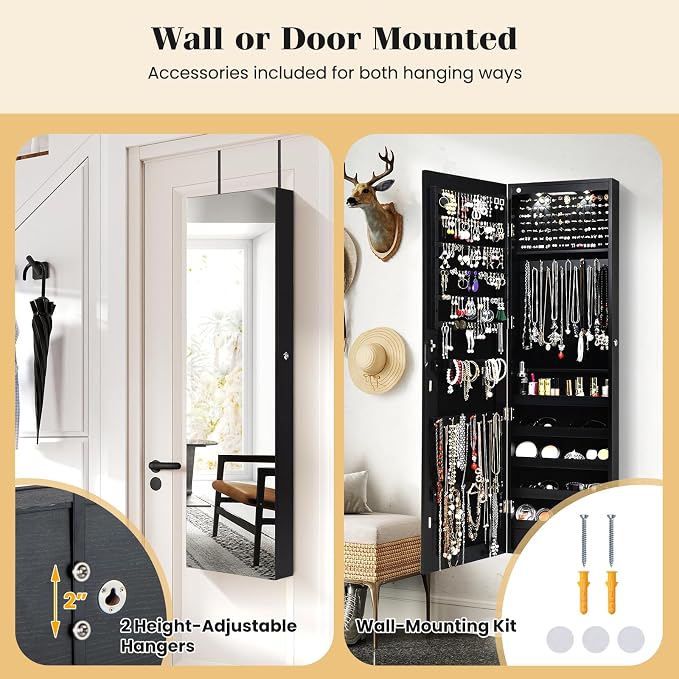 Giantex Wall Door Mounted Jewelry Armoire Cabinet - Image 3