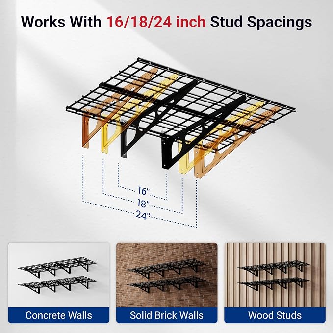 FLEXIMOUNTS 2-Pack 2x6ft Garage Shelving 24-inch-by-72-inch Wall Shelf Garage - Image 4