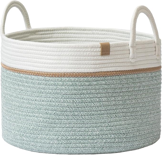 LA JOLIE MUSE Braided Basket, Cotton Rope Storage Baskets, Large Cotton Basket by LaJol%C3%ADeMuse