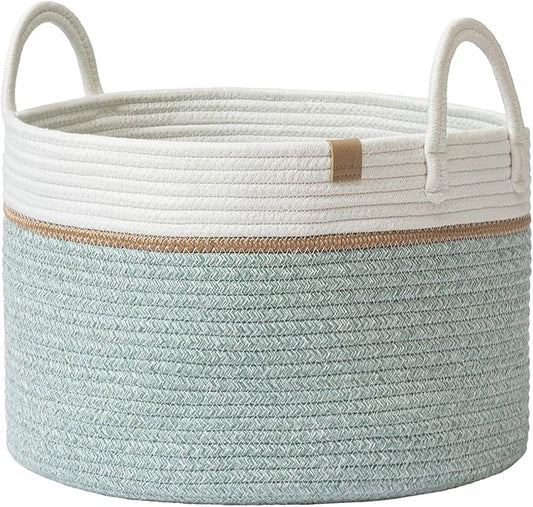 LA JOLIE MUSE Braided Basket, Cotton Rope Storage Baskets, Large Cotton Basket by LaJol%C3%ADeMuse
