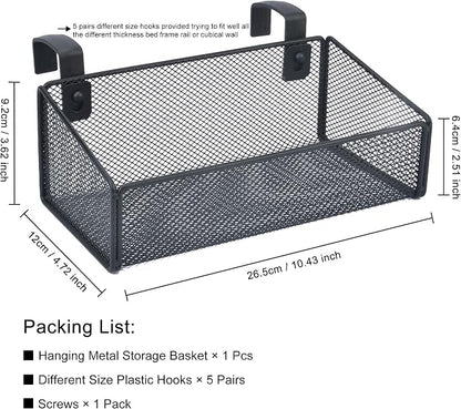 Bedside Caddy Hanging Storage Basket Beside Shelf Metal Organizer - Image 2