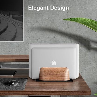 UPERGO Vertical Laptop Stand, Dual Slot Wooden Laptop Holder Vertical - Image 4