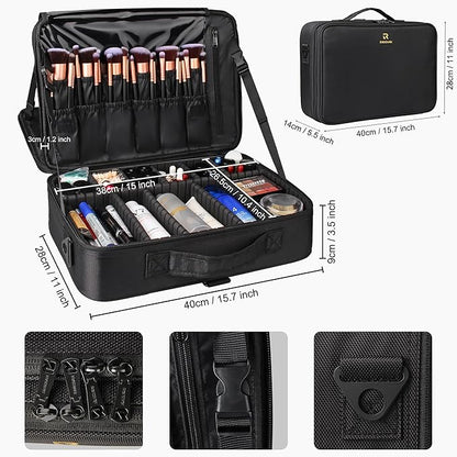 Relavel Makeup Case Large Makeup Bag Professional Train Case 16.5 inches Travel - Image 2