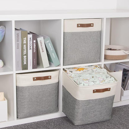 HNZIGE Storage Foldable Storage Baskets Cubes Set Fabric Bins - Image 4