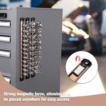 WORKPRO Magnetic Socket Organizer, 1/2-Inch Drive Aluminum Alloy Socket Rail - Image 3
