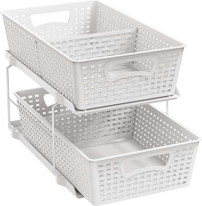 Simple Houseware 2 Tier Bathroom Organizer Tray Pull-Out Sliding Drawer by SimpleHouseware