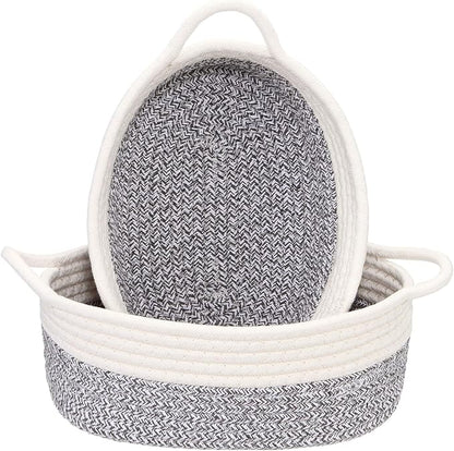 Sea Team 2-Pack Cotton Rope Baskets, Fabric Tray, Oval Open Dish by SeaTeam