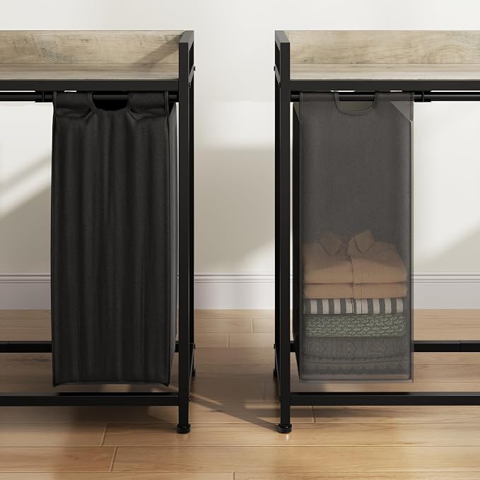 Laundry Hamper with Shelf, Laundry Basket 5 Section, Laundry Sorter with - Image 5