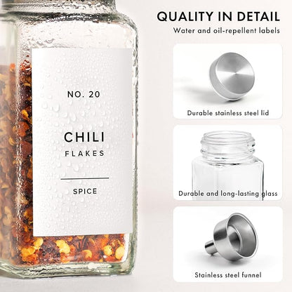 Glass Spice Jars with Label and Stainless Steel Lids Spice Containers with 240 - Image 8