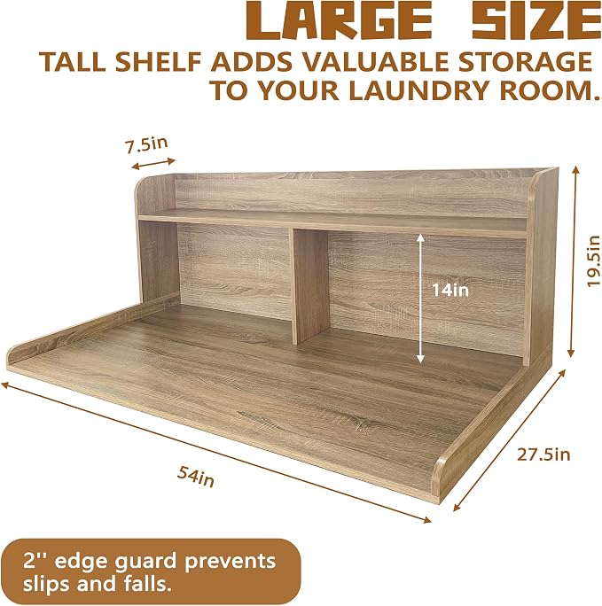 Royxen 2-Tier Washer Dryer Countertop, 19.5"H Wood Washer and Dryer Topper - Image 3