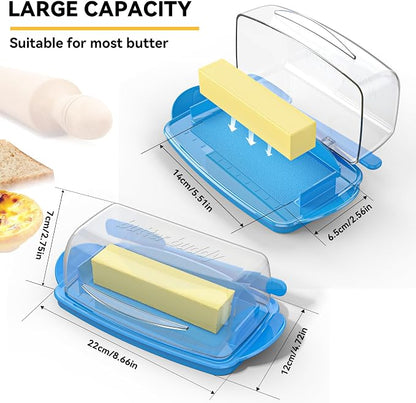 Blue Butter Dishes with Lid for Countertop Refrigerator, Non-Slip Bottom Butter - Image 6