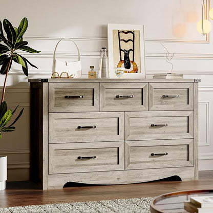 7-Drawer Dresser for Bedroom, Modern Wooden Chest of Drawers by BORNOON