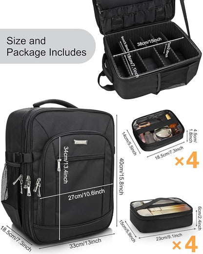 Makeup Backpack Professional Cosmetic Artist Bag Extra Large Travel Train Case - Image 4