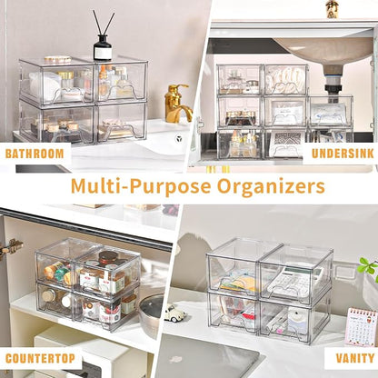 8 Pack Stackable Makeup Organizer, 4.4'' Tall Acrylic Bathroom Makeup Organizer - Image 7