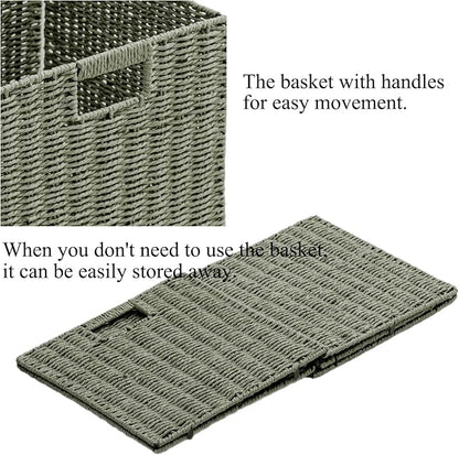 Handwoven Paper Woven Cube Basket Organizer - Image 7