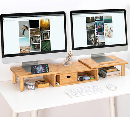 Dual Monitor Stand Riser with Drawer - Image 2