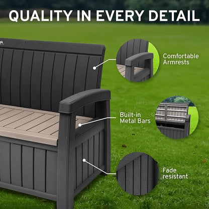 EconoHome 3 Seat Outdoor Storage Bench - Image 5