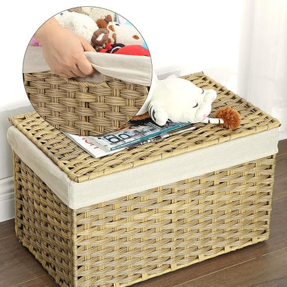 SONGMICS Storage Basket with Lid, Woven Blanket Storage Bin with Handles - Image 8