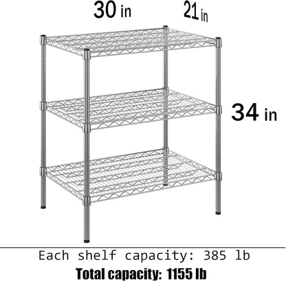 21" Deep x 30" Wide x 34" Height Wire Shelving Kit | 3-Tier | NSF Commercial - Image 3