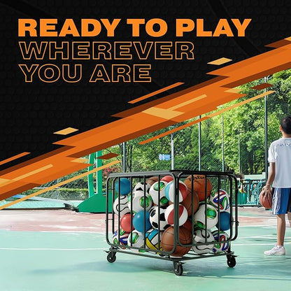 Houseables Ball Cart, Ball Storage, Basketball Cart, Basketball Storage Bin - Image 4
