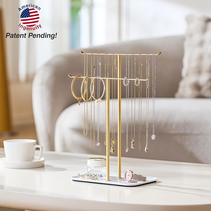 pickpiff Necklace Holder Jewelry Organizer Stand – 2‑Tier T‑Bar Jewelry Display - Image 7
