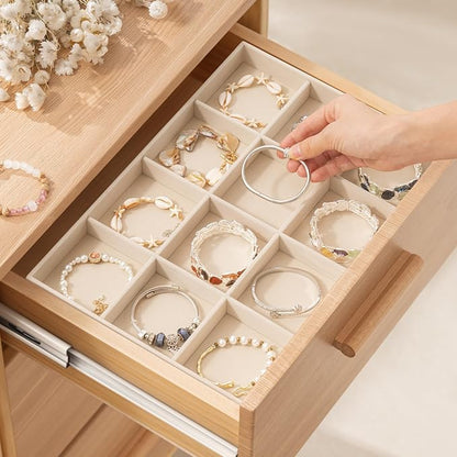pickpiff Drawer Jewelry Organizer & Display Trays: 2pcs 12grid Velvet Stackable - Image 5