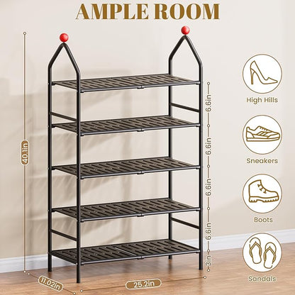 Shoe Rack, 5-Tier Shoe Organizer, Metal Storage Shelf, Shoe Rack - Image 3