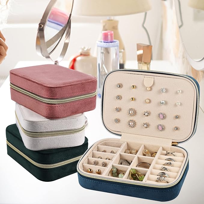 Dajasan Velvet Jewelry Travel Case, Small Travel Jewelry Box, Portable Travel - Image 7