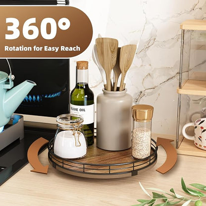 Acacia Wood 10" Lazy Susan Turntable Organizer - Image 3