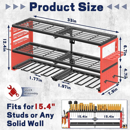 Power Tool Organizer Wall Mount, 300Lbs Load 3 Layer Heavy Duty Metal Tool Shelf - Image 2