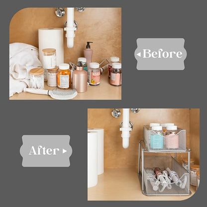 Sorbus 2 Sets of 2 Tier Metal Under Sink Organizer - Image 7
