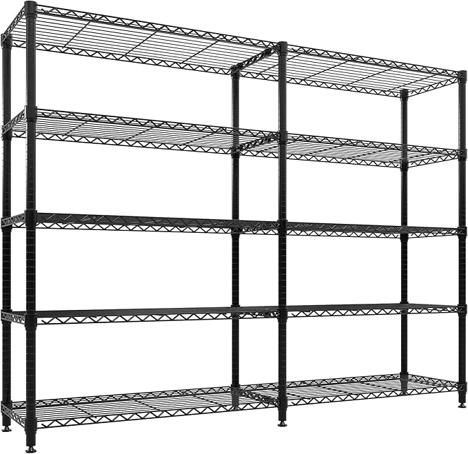 5 Tier Storage Shelving Unit Metal Shelves 70" W Wire Shelving, 70.8" H x 70.4" by Unknown