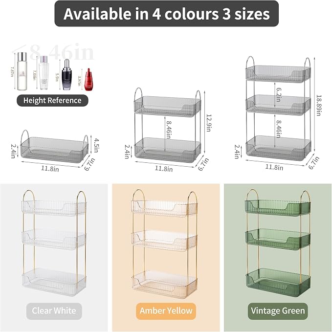 YCIA&DONE Bathroom Organizer Countertop, Makeup Storage, Skincare Cosmetic Tray - Image 2